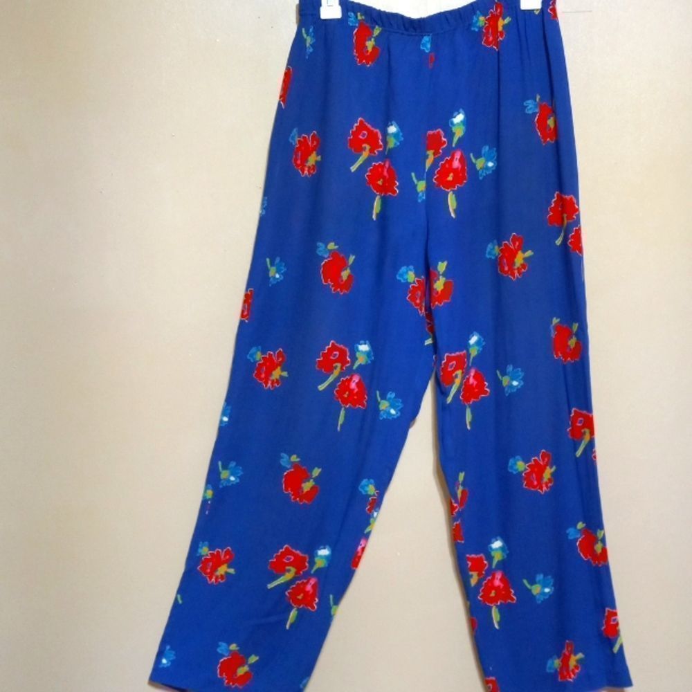 Vintage 1980s Adriana Bermani Sport royal blue rayon pants, sz M